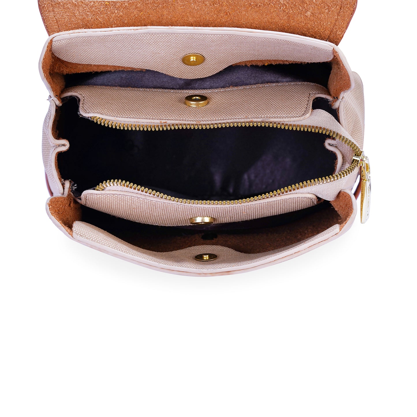 Khaki & Tan Colourblocked Backpack