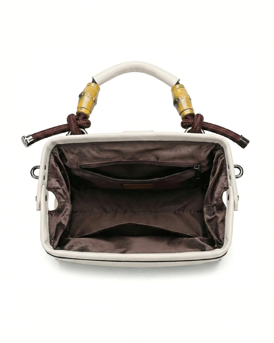 Embossed Floral Artisanal Bamboo Handle Luxury Satchel Bag