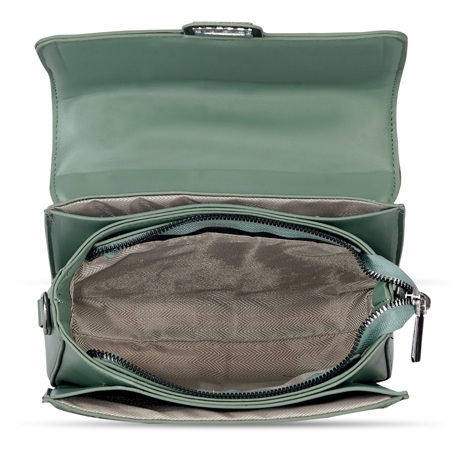 Green Colourblocked Sling Bag