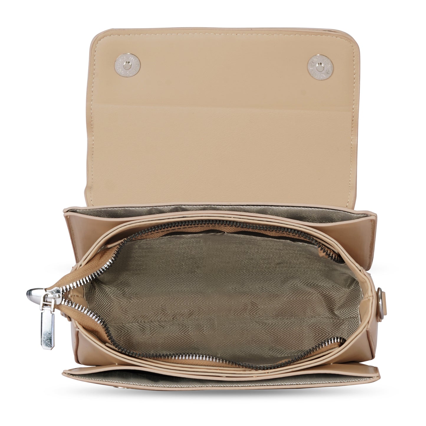 Beige Structured Satchel Bag