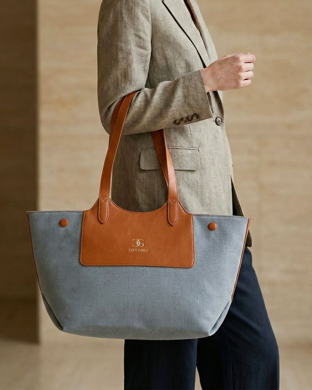 Professional Contrast Panel Tote Bag