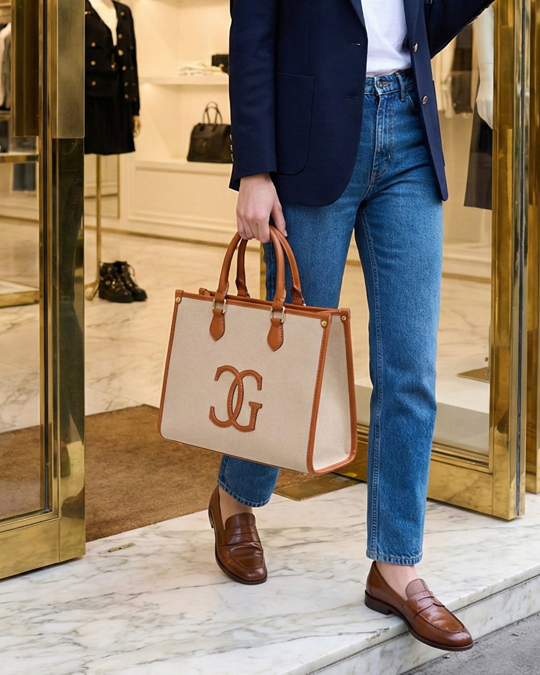 Classic CG  Contrast Trim Textured Satchel