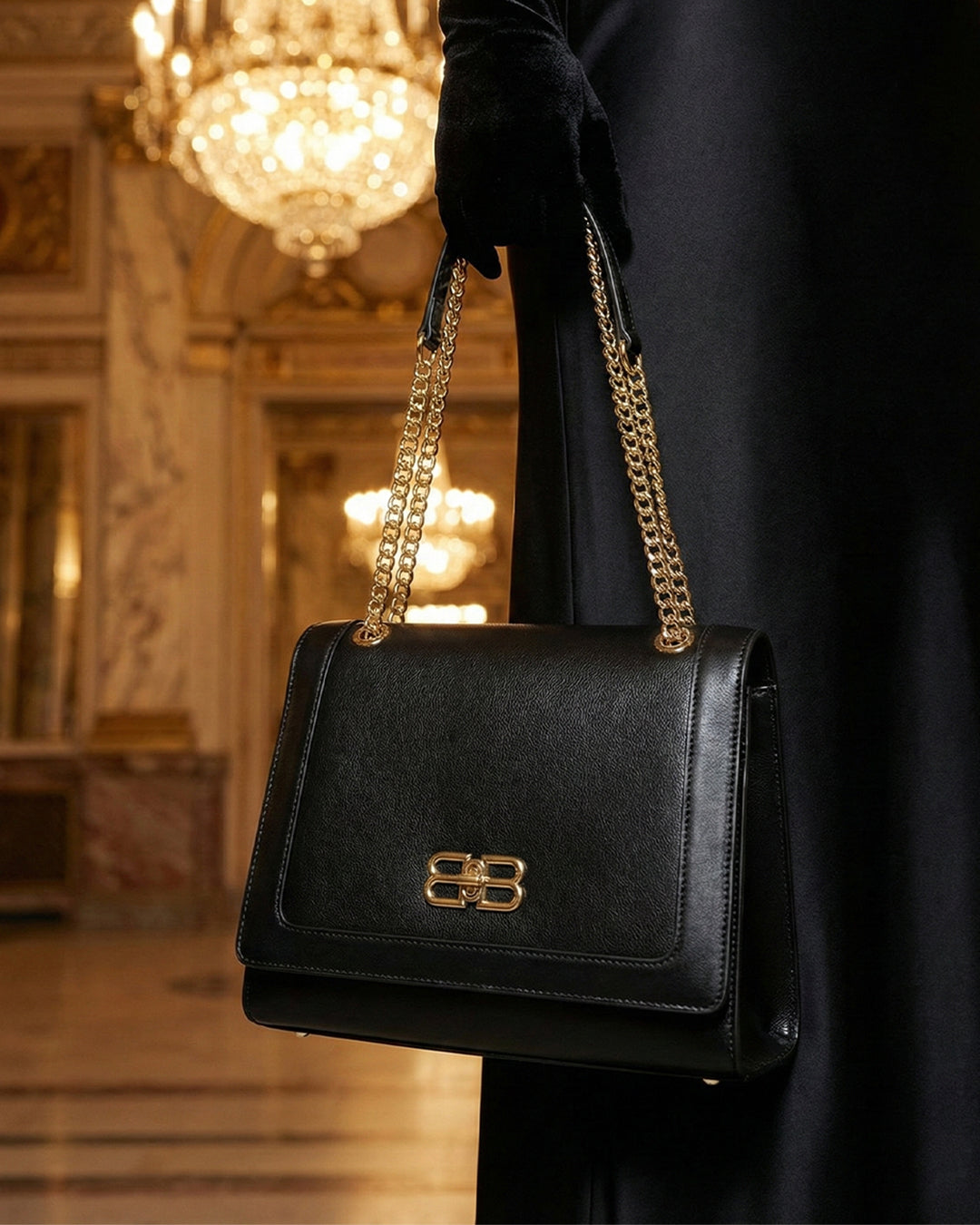 Refined Two-Texture Structured Flap Bag