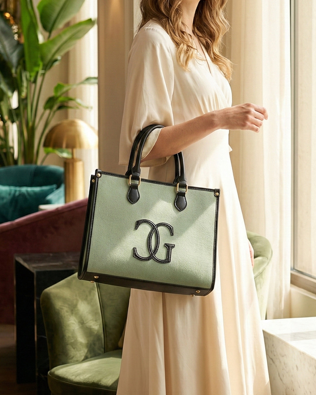 Classic CG  Contrast Trim Textured Satchel