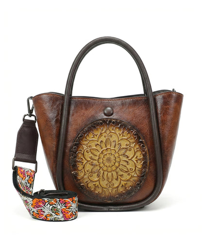 Artisanal Burnished Floral Medallion Bag