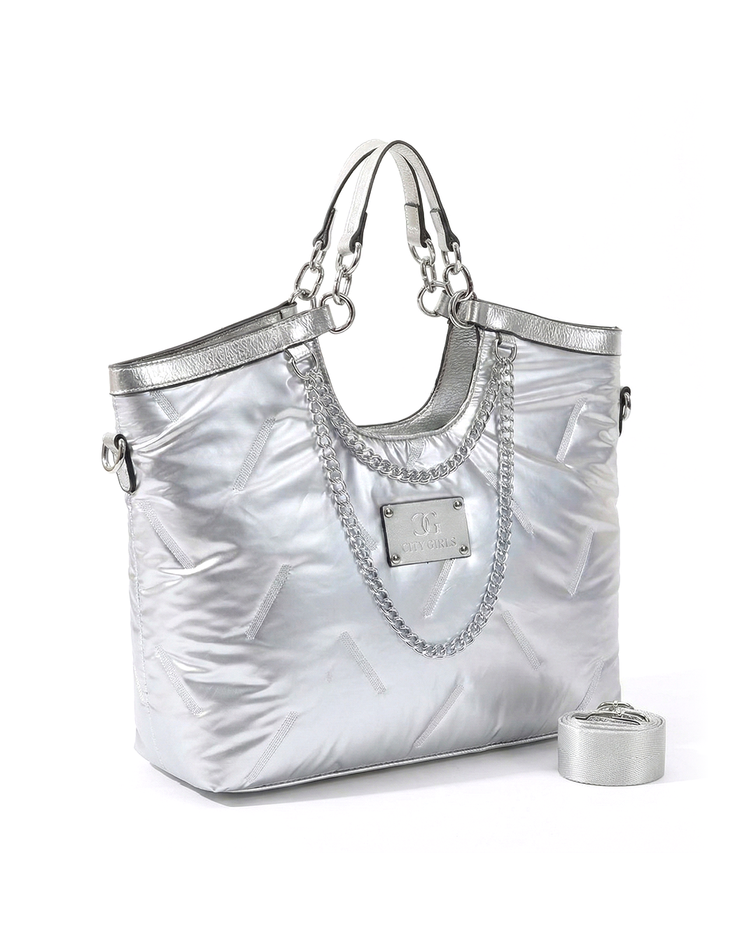 City Girls Futurist puffer Metallic Tote