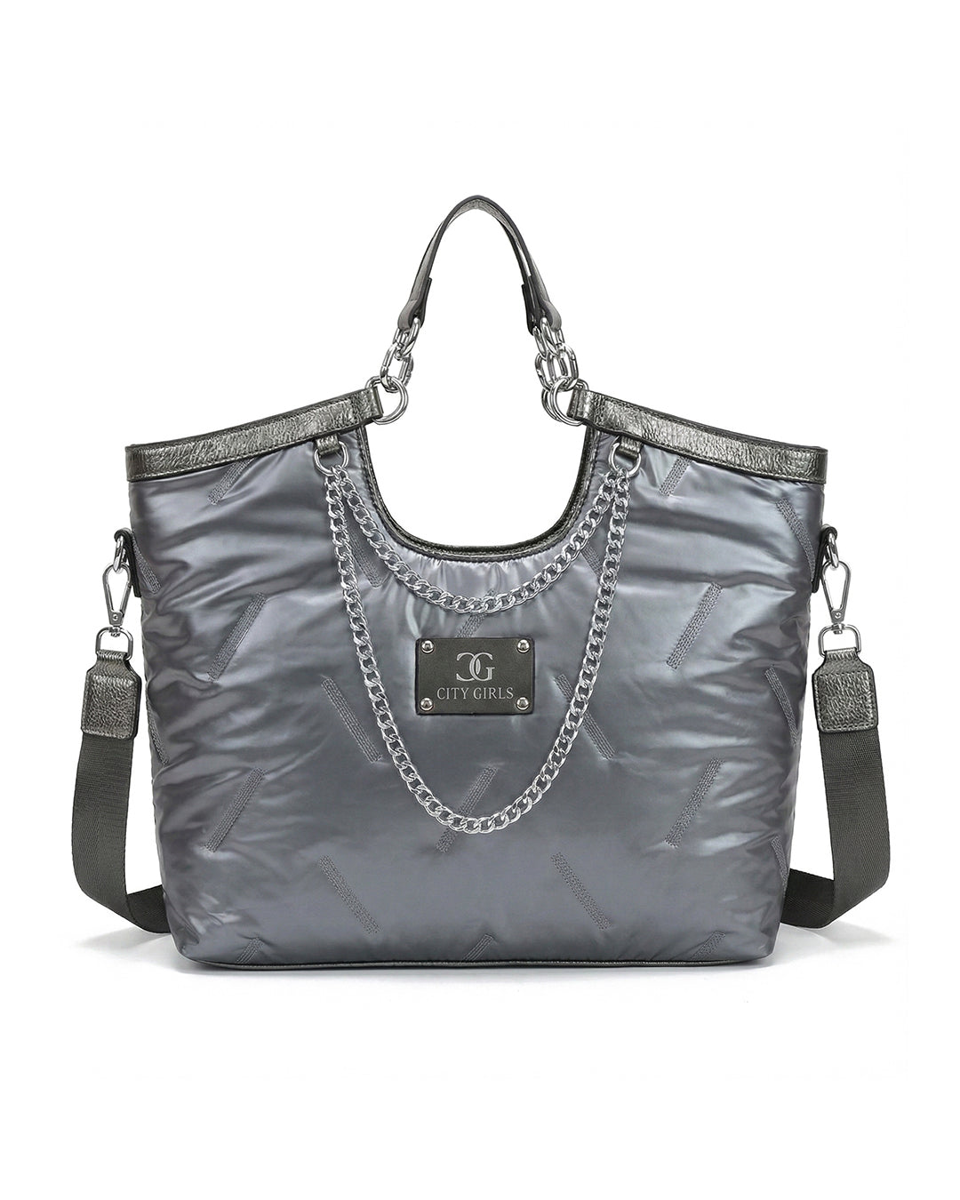 City Girls Futurist puffer Metallic Tote