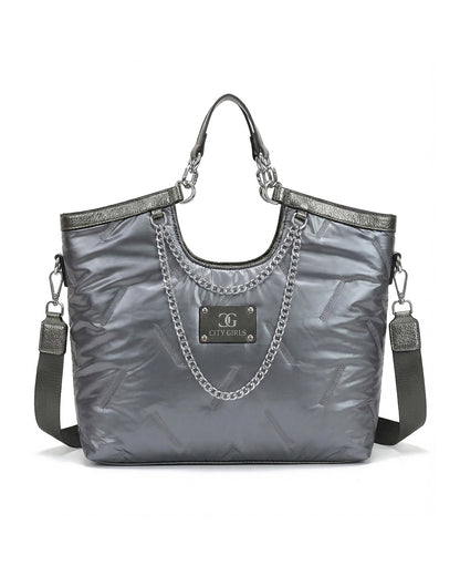 City Girls Futurist puffer Metallic Tote