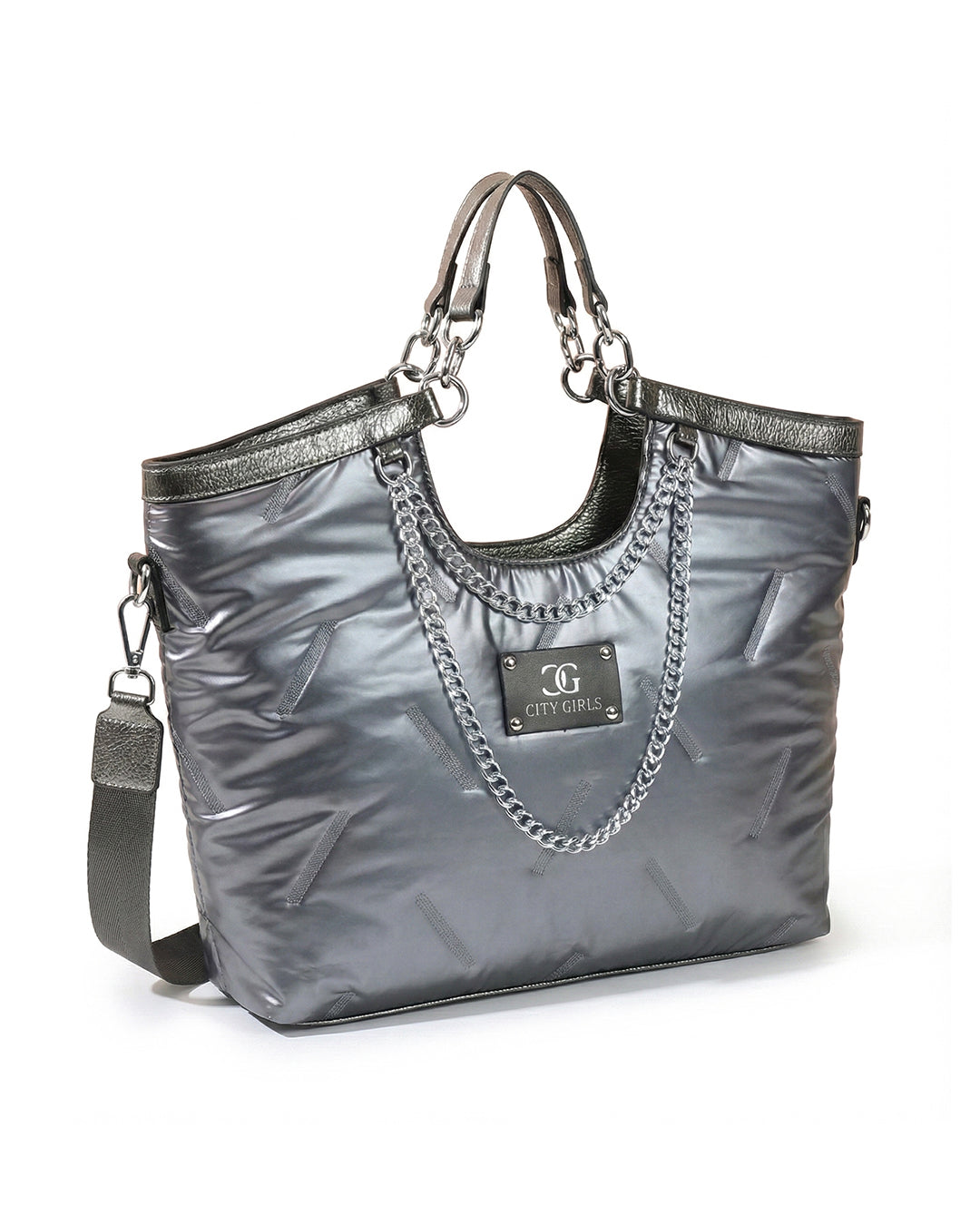 City Girls Futurist puffer Metallic Tote