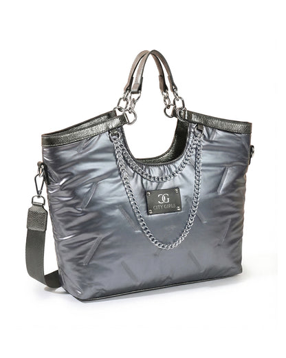 City Girls Futurist puffer Metallic Tote