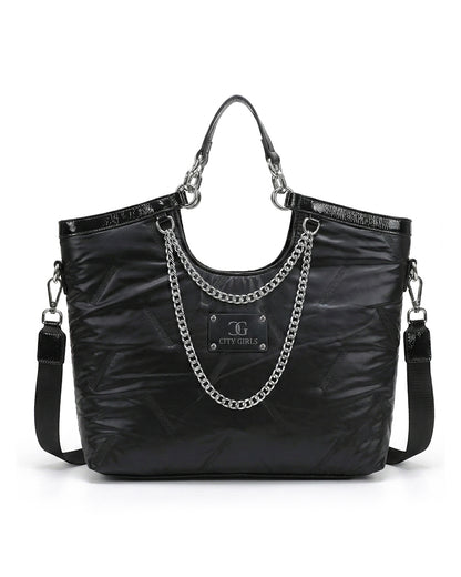 City Girls Futurist puffer Metallic Tote