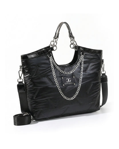 City Girls Futurist puffer Metallic Tote
