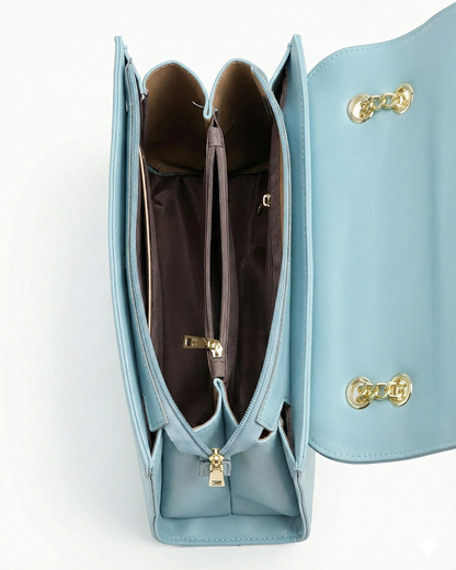 Refined Two-Texture Structured Flap Bag
