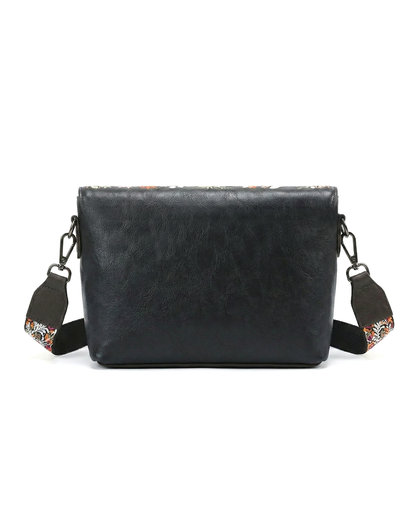 Vintage Floral Embroidered Envelope Crossbody Bag - Asymmetrical Flap