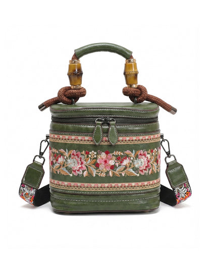 Luxe Floral Embroidered Bucket  Bag