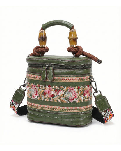 Luxe Floral Embroidered Bucket  Bag