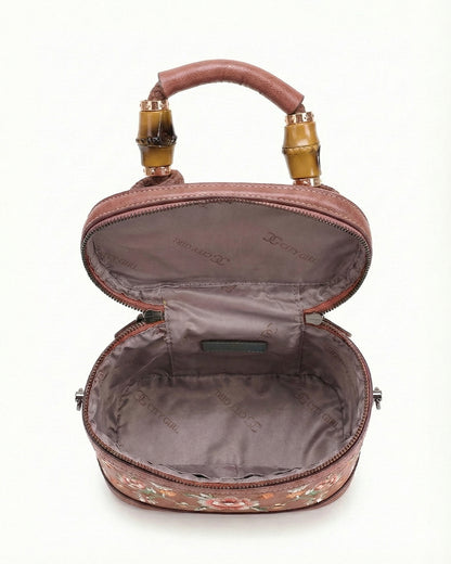 Luxe Floral Embroidered Bucket  Bag