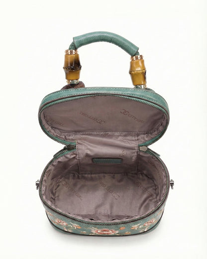 Luxe Floral Embroidered Bucket  Bag
