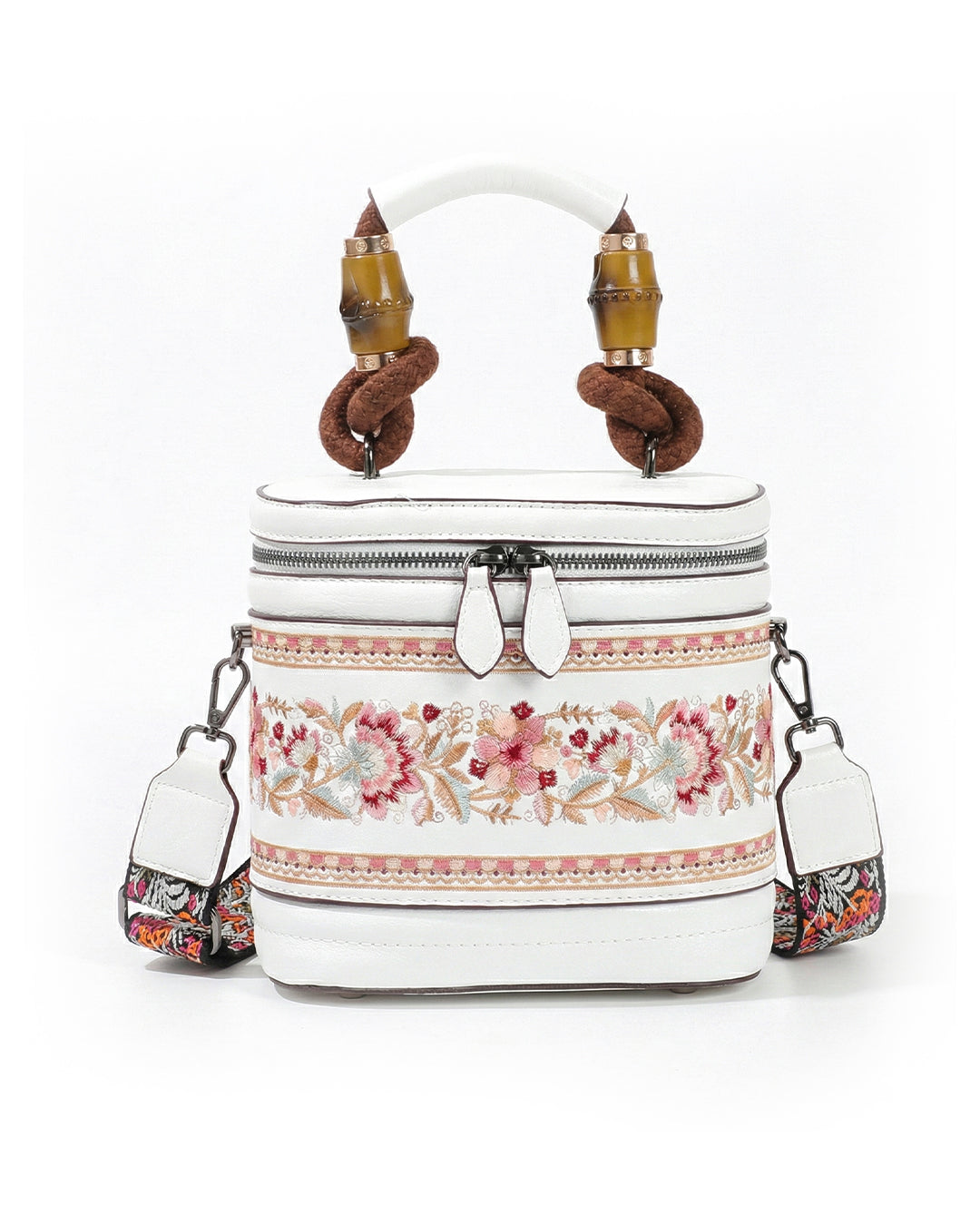 Luxe Floral Embroidered Bucket  Bag