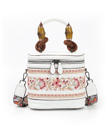 Luxe Floral Embroidered Bucket  Bag