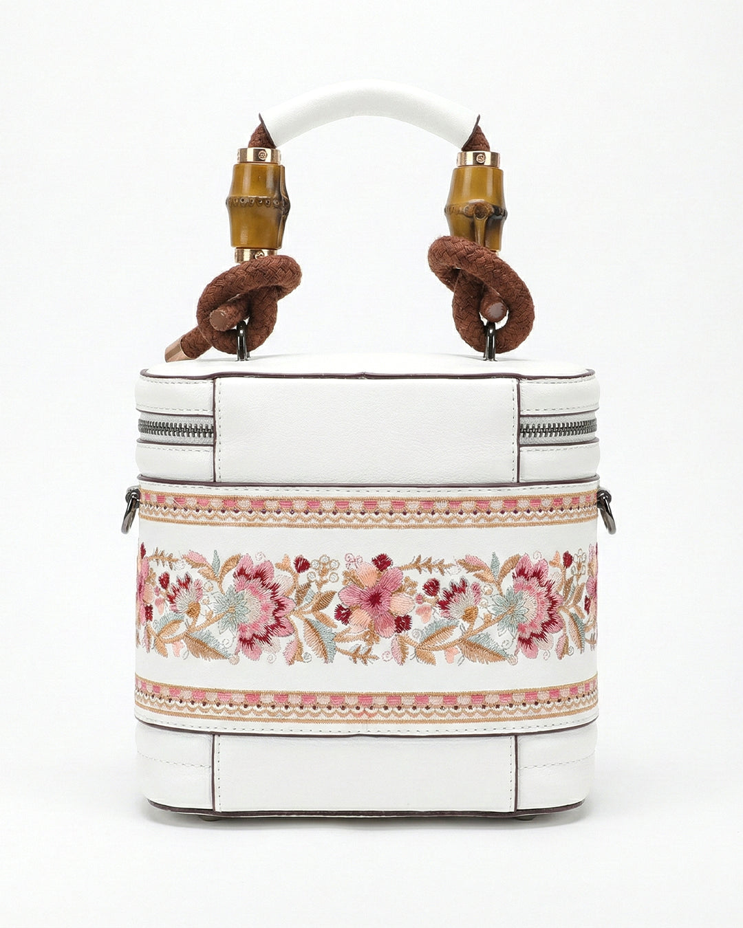 Luxe Floral Embroidered Bucket  Bag