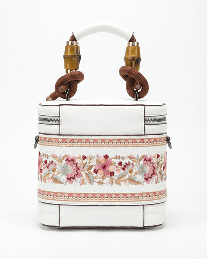 Luxe Floral Embroidered Bucket  Bag