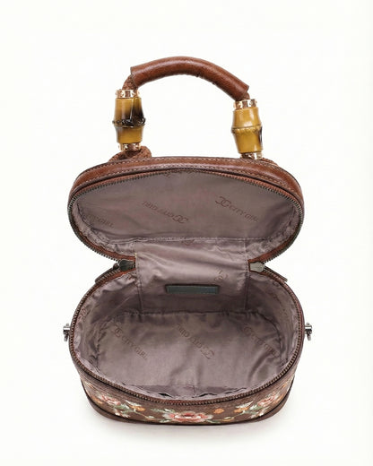 Luxe Floral Embroidered Bucket  Bag