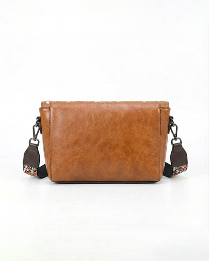 Vintage Floral Embroidered Envelope Crossbody Bag - Asymmetrical Flap