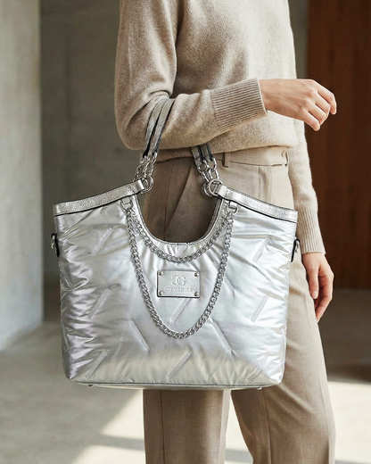 City Girls Futurist puffer Metallic Tote