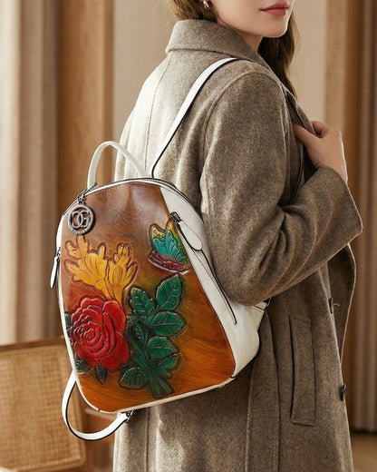 Embossed Rose Textured Luxury Backpack