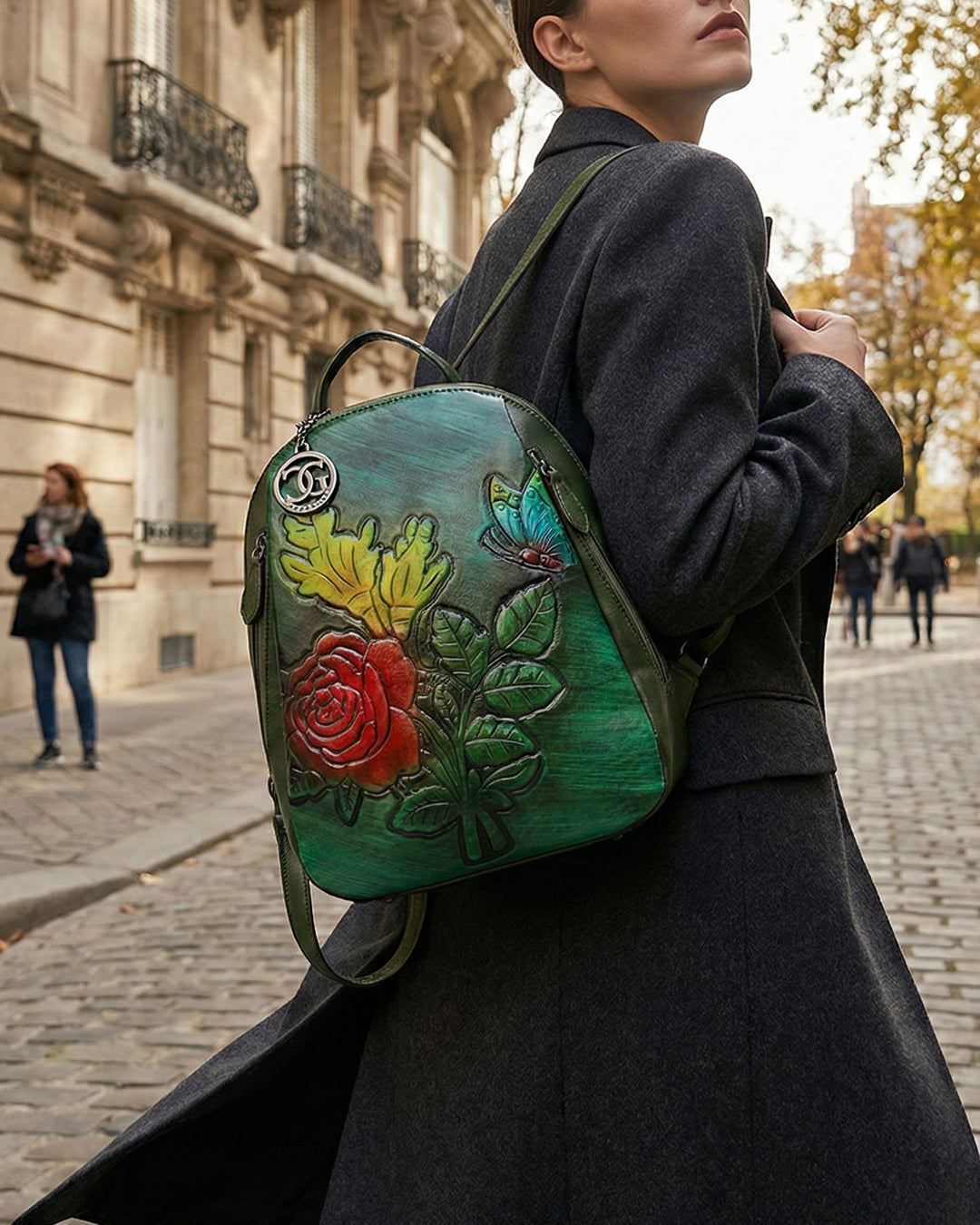 Embossed Rose Textured Luxury Backpack