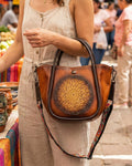 Artisanal Burnished Floral Medallion Bag