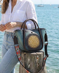 Artisanal Burnished Floral Medallion Bag