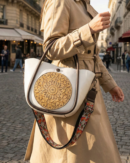 Artisanal Burnished Floral Medallion Bag