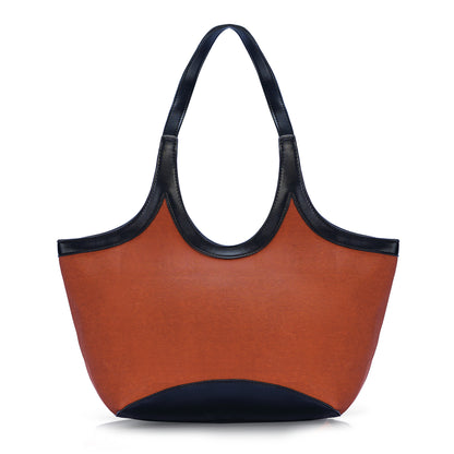 Black & Brown Colourblocked Tote Bag