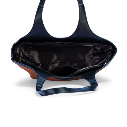 Black & Brown Colourblocked Tote Bag