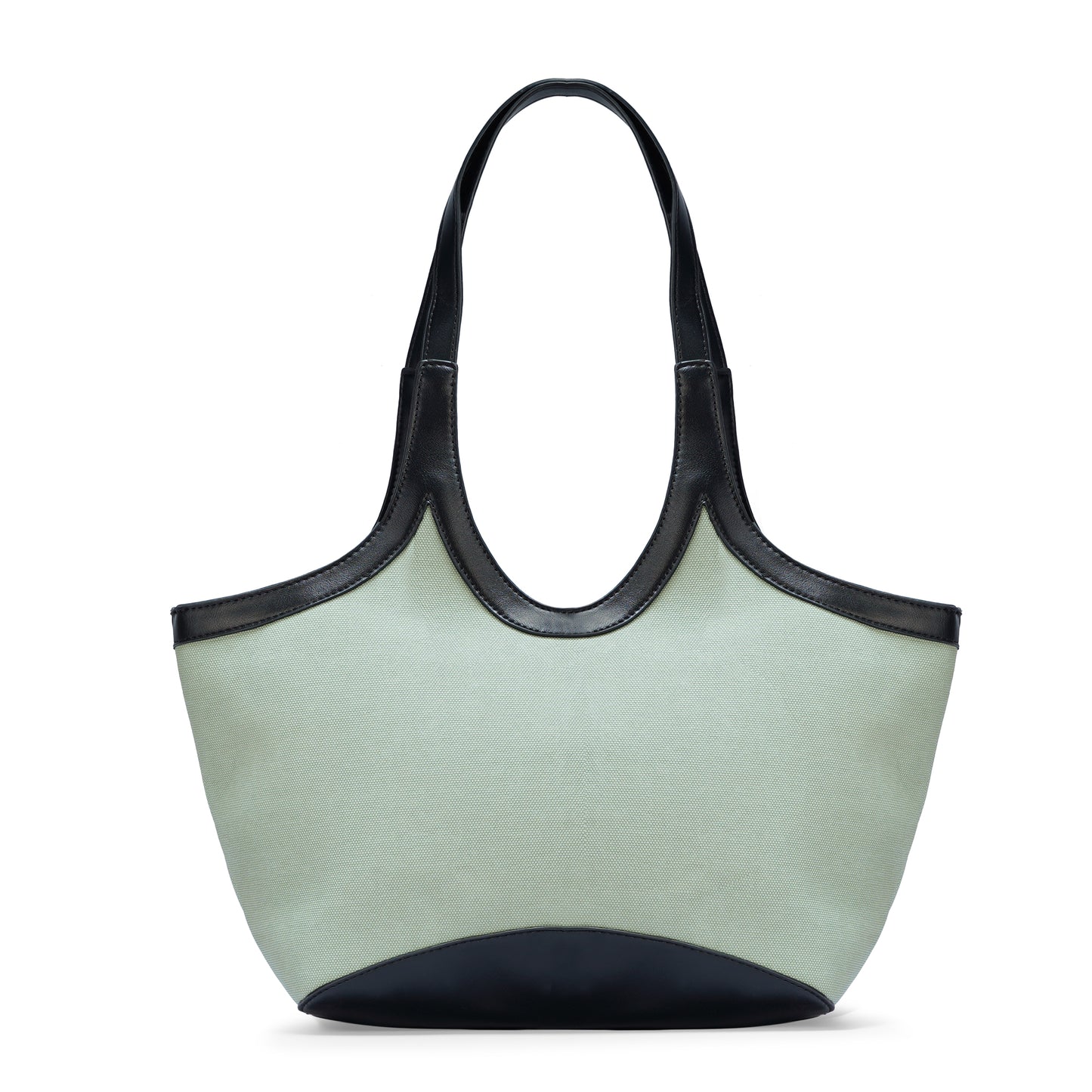 Green & Black Colourblocked Tote Bag