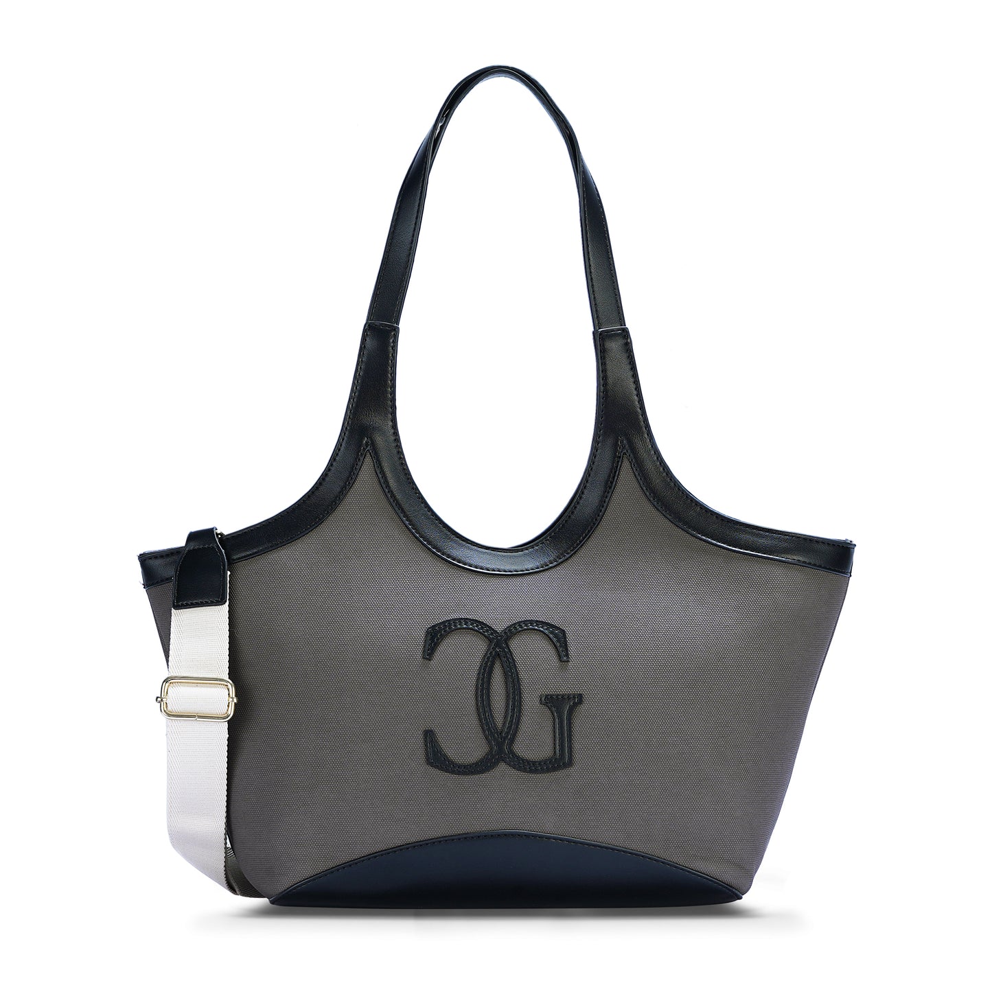 Black & Grey Colourblocked Tote Bag