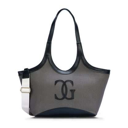 Black & Grey Colourblocked Tote Bag