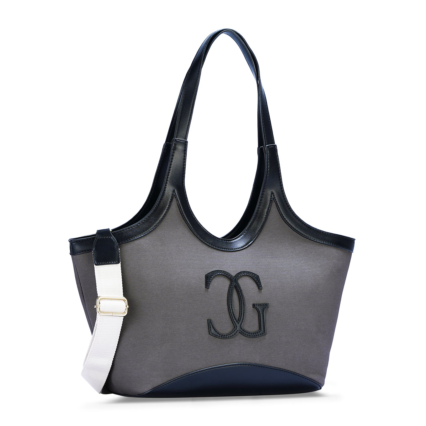 Black & Grey Colourblocked Tote Bag