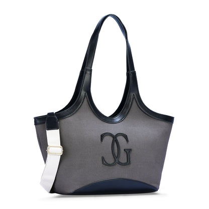 Black & Grey Colourblocked Tote Bag