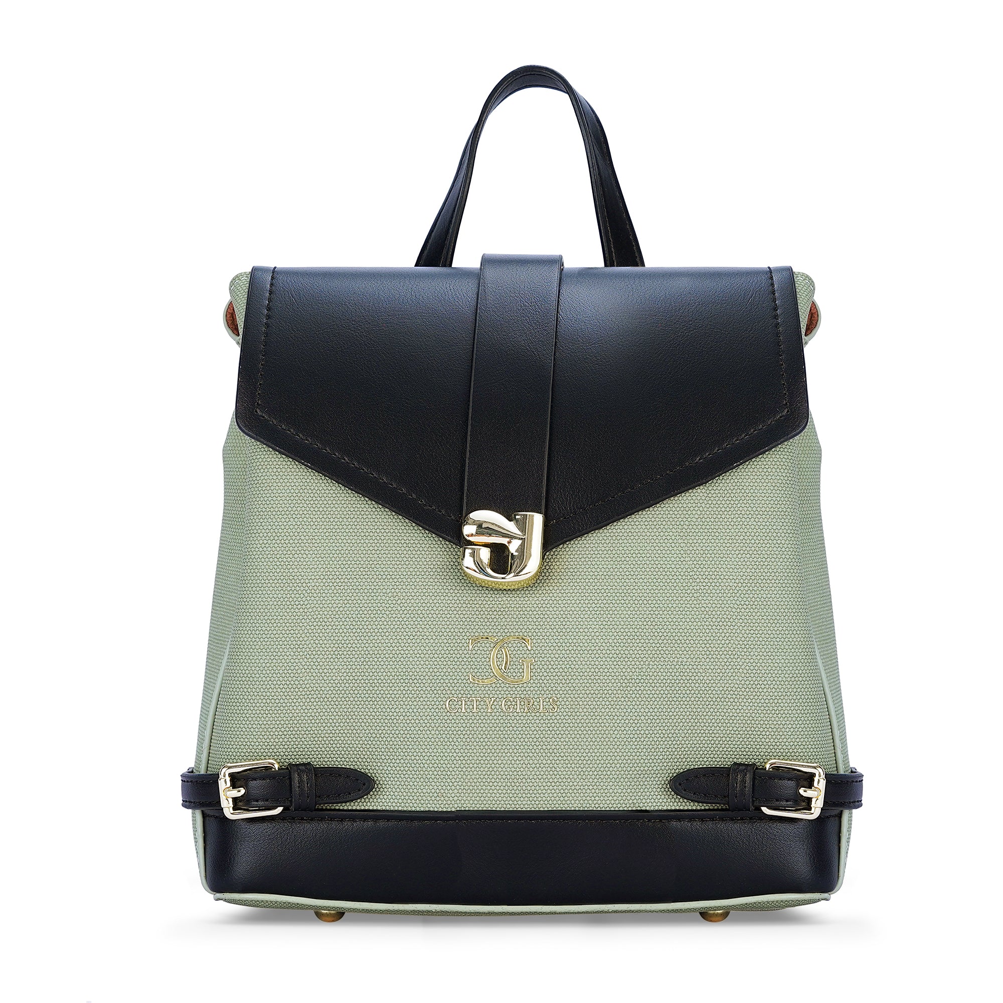 Green & Black Colourblocked Backpack