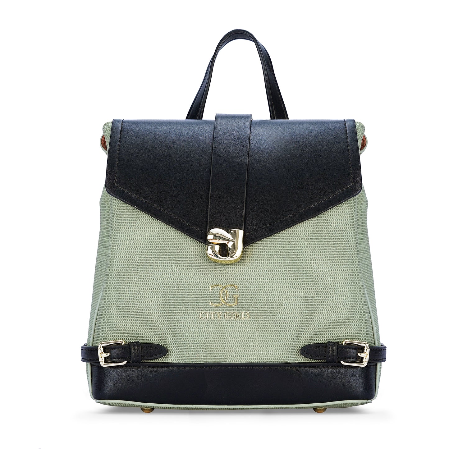 Green & Black Colourblocked Backpack