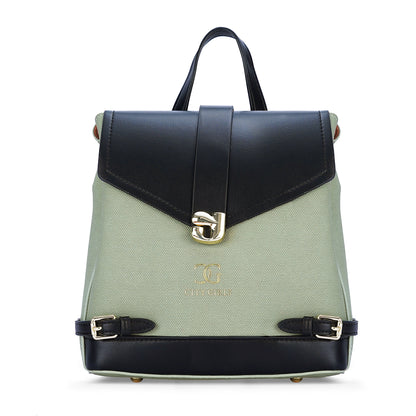 Green & Black Colourblocked Backpack