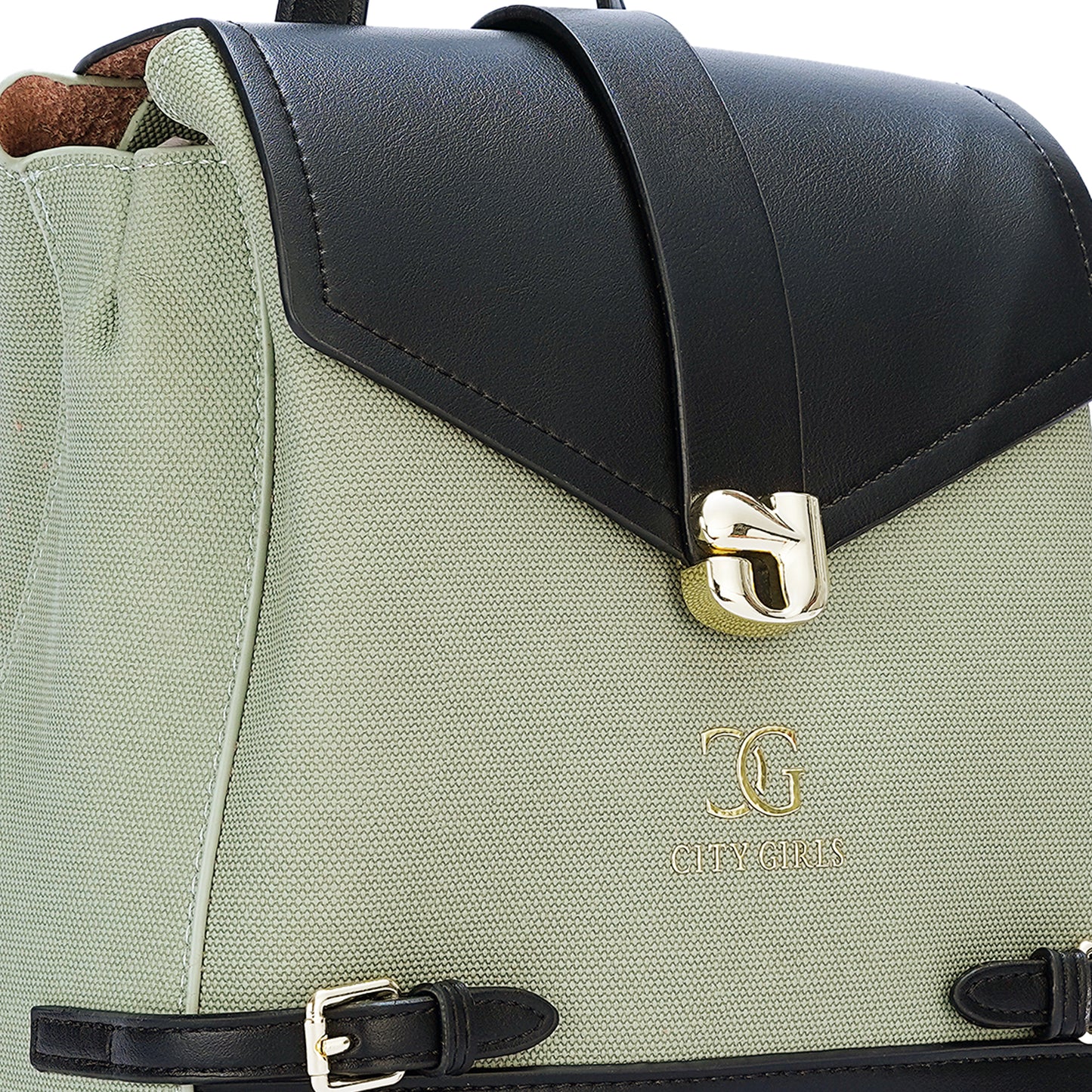 Green & Black Colourblocked Backpack