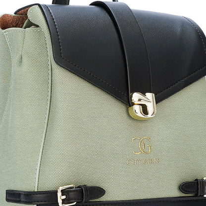 Green & Black Colourblocked Backpack