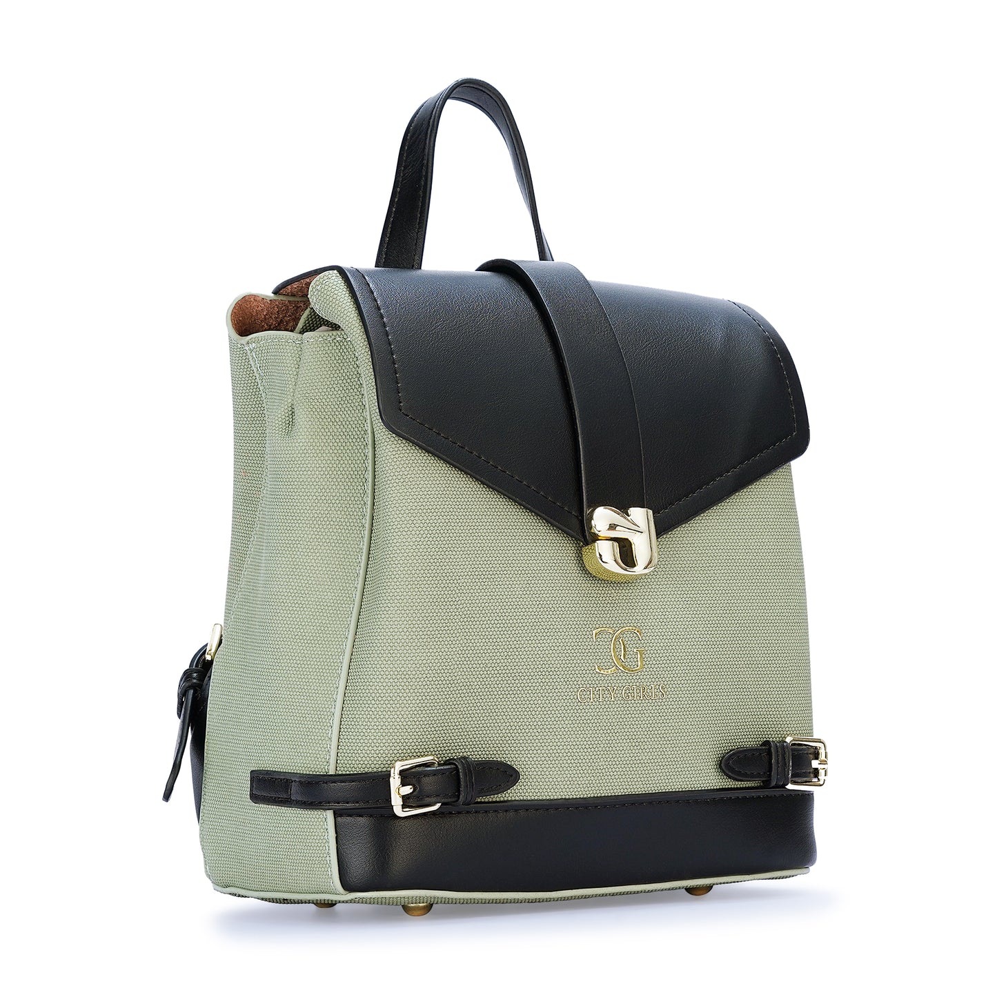 Green & Black Colourblocked Backpack