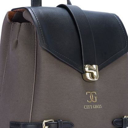 Black & Grey Colourblocked Backpack