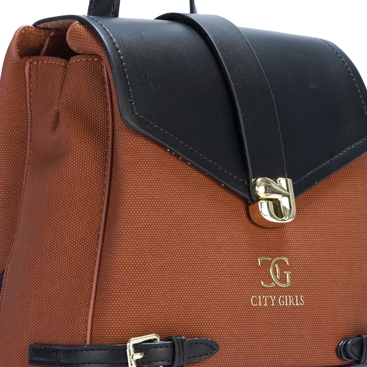 Black & Brown Colourblocked Backpack
