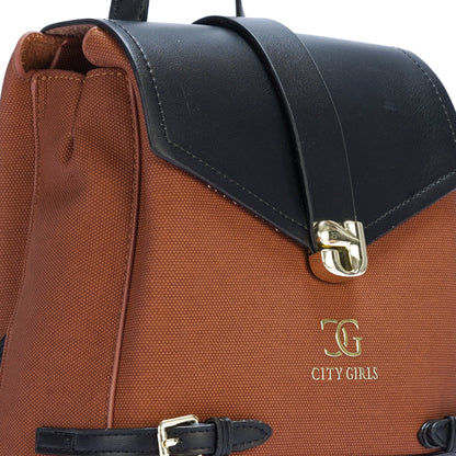 Black & Brown Colourblocked Backpack